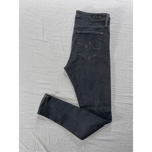 AG The Farrah High-Rise Skinny Destroyed Stretch Denim Jeans. Gray, Women's 30R.